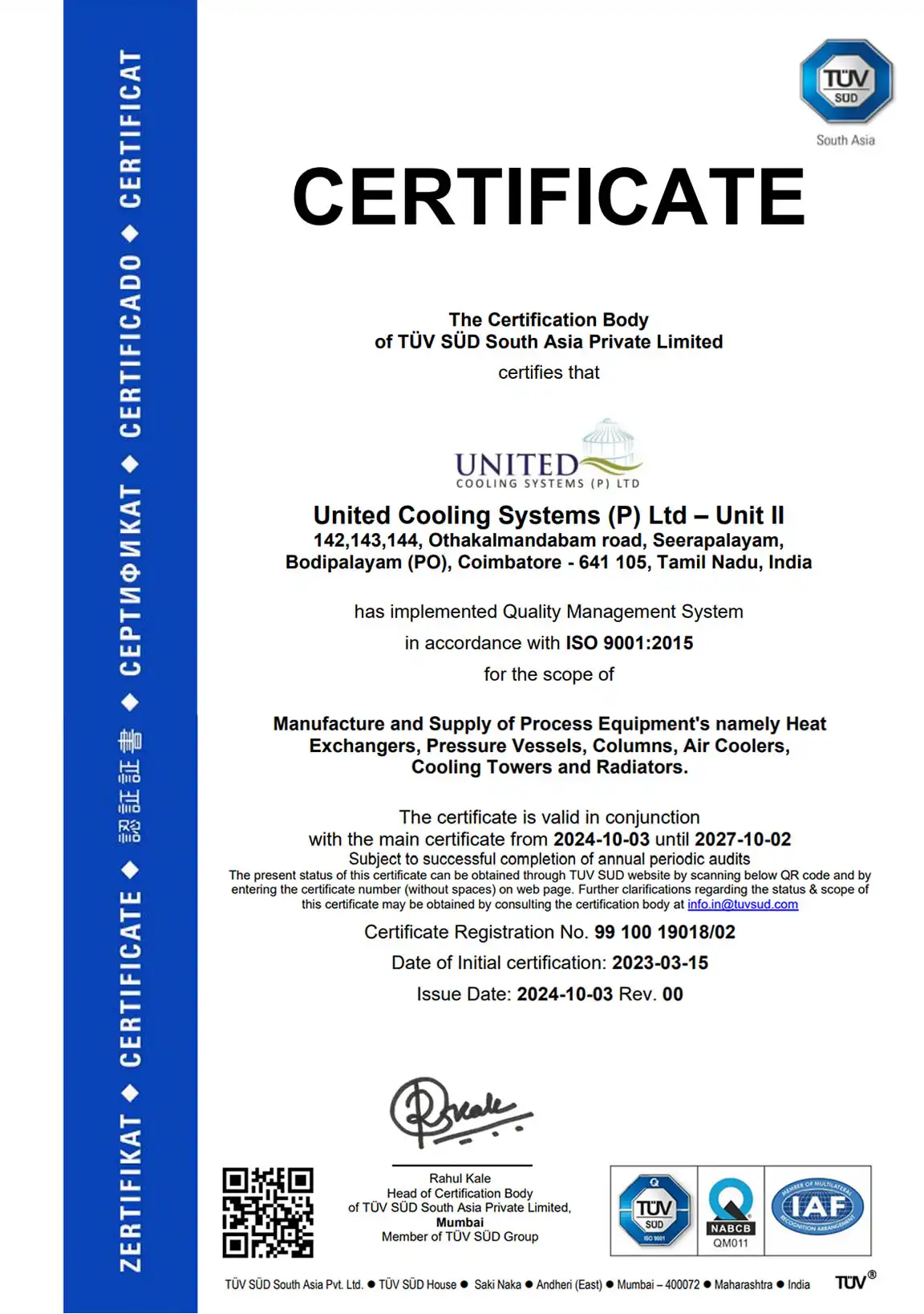 ISO CERTIFICATE 9001:2015 - UNIT II